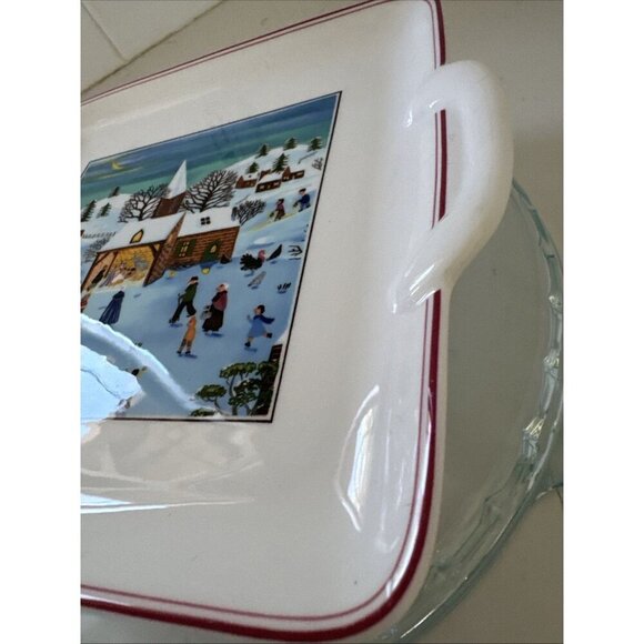 Villeroy & Boch Naif Christmas Square Handled Cake Plate Luxembourg 8" - Picture 4 of 12